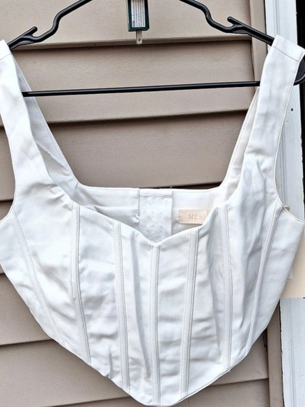 MESHKI White Corset Crop Top